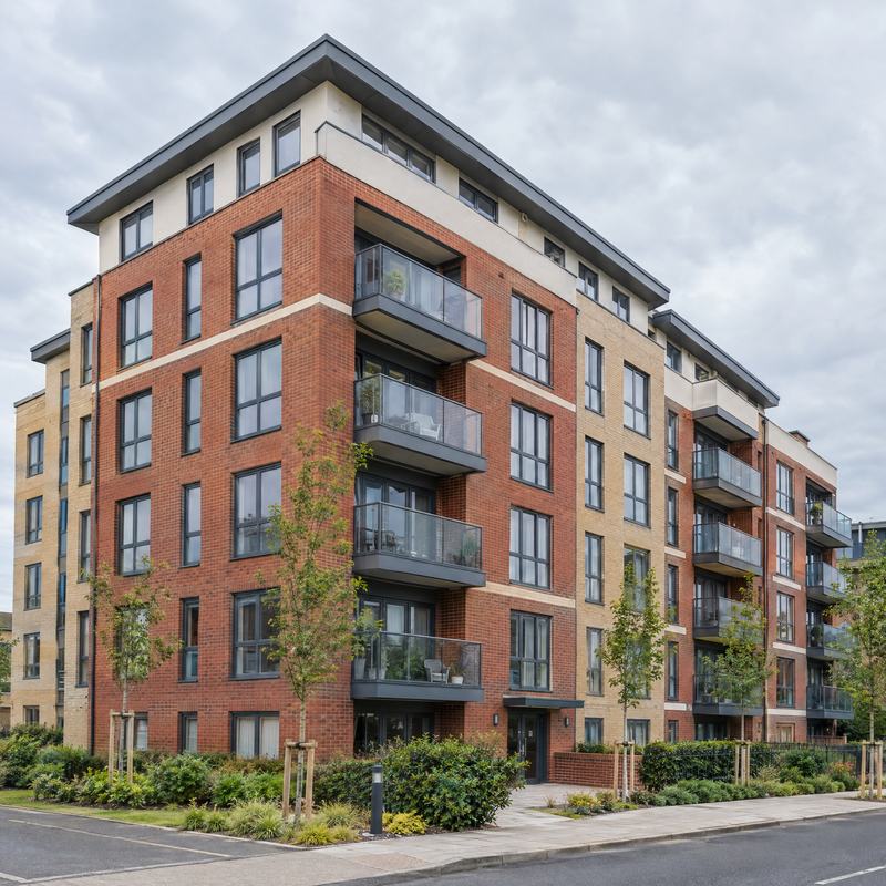 A brick apartment block of the kind we fit AOVs and door entry to